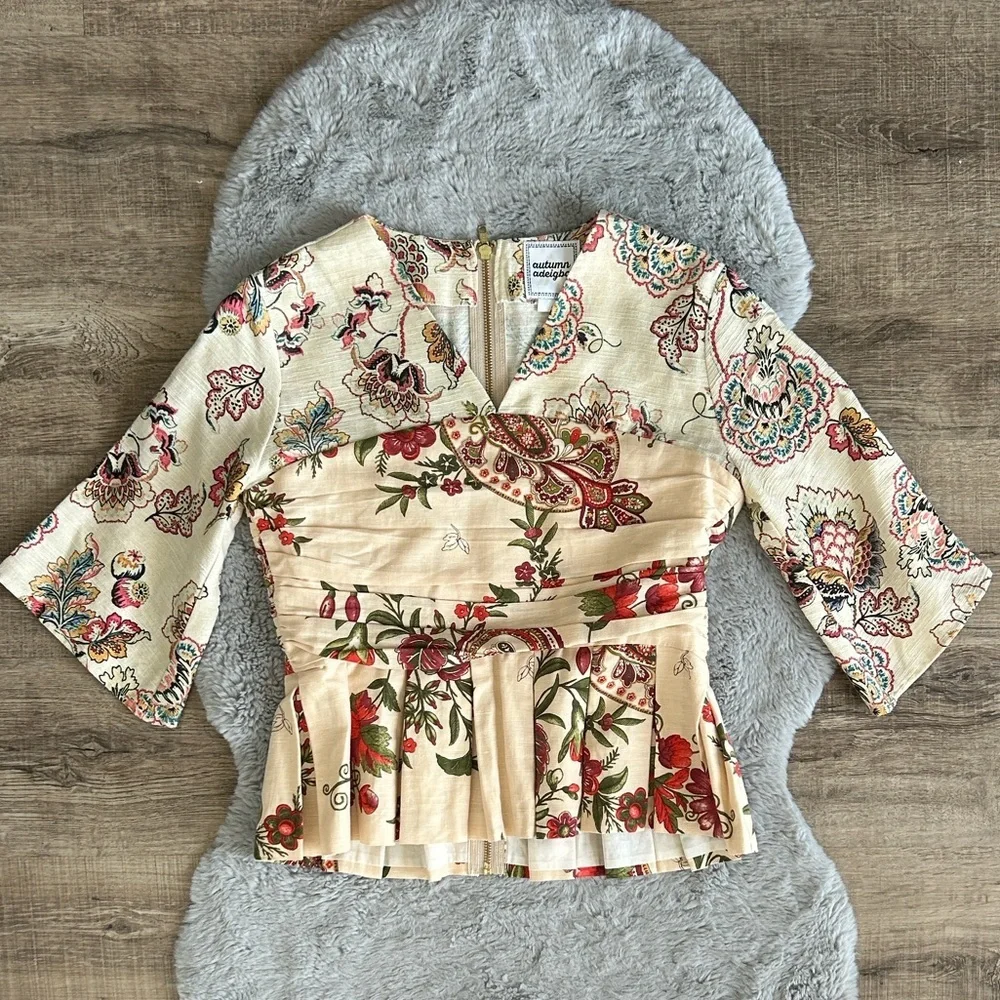 Autumn Adeigbo Giada Linen Peplum Top 6 - Picture 4 of 8
